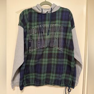 Gear For Sports Stanford Green & Navy Plaid Crewneck Hoodie #Medium